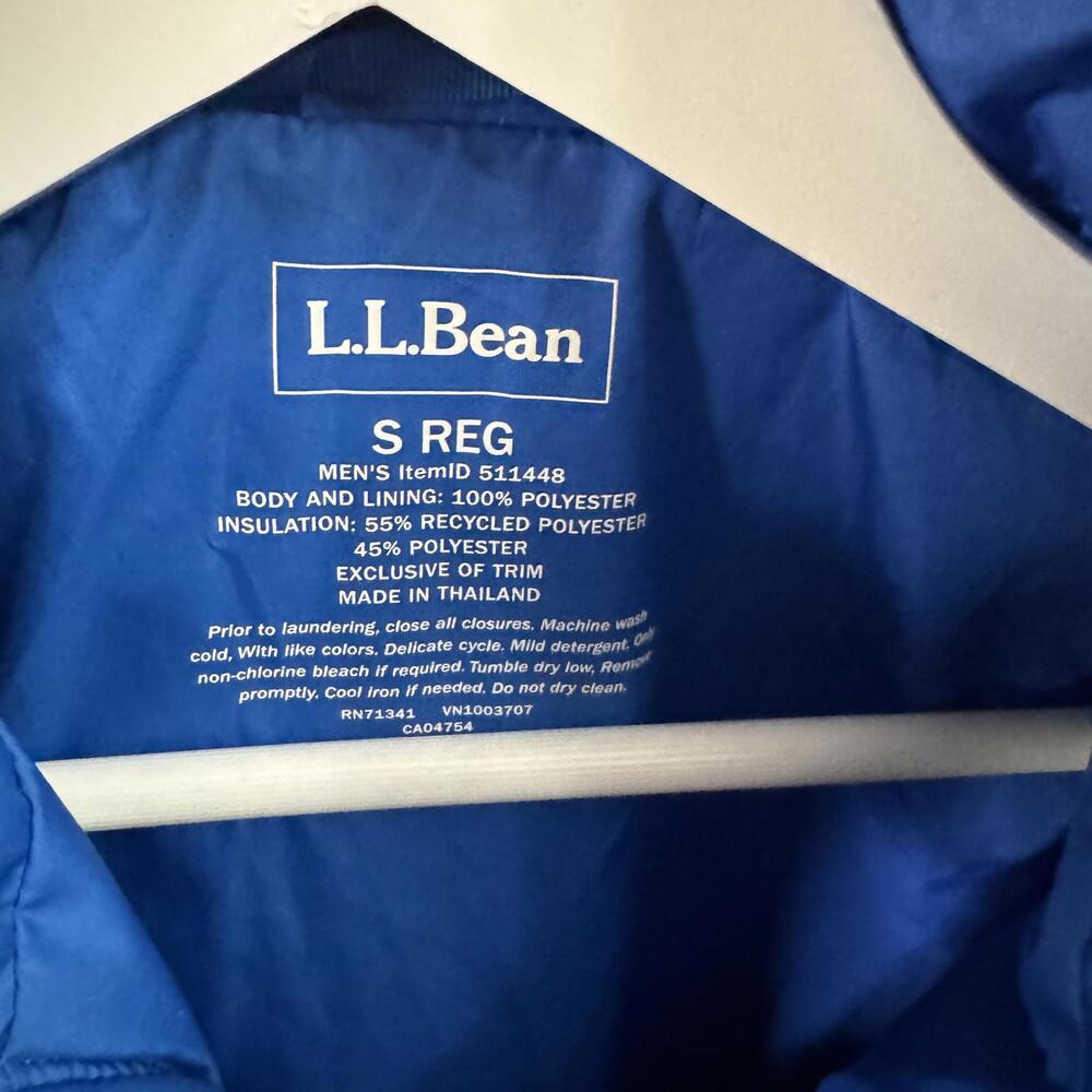 L.L. Bean, Blue Lightweight Puffer Jacket, Mens Small - Picture 2 of 8